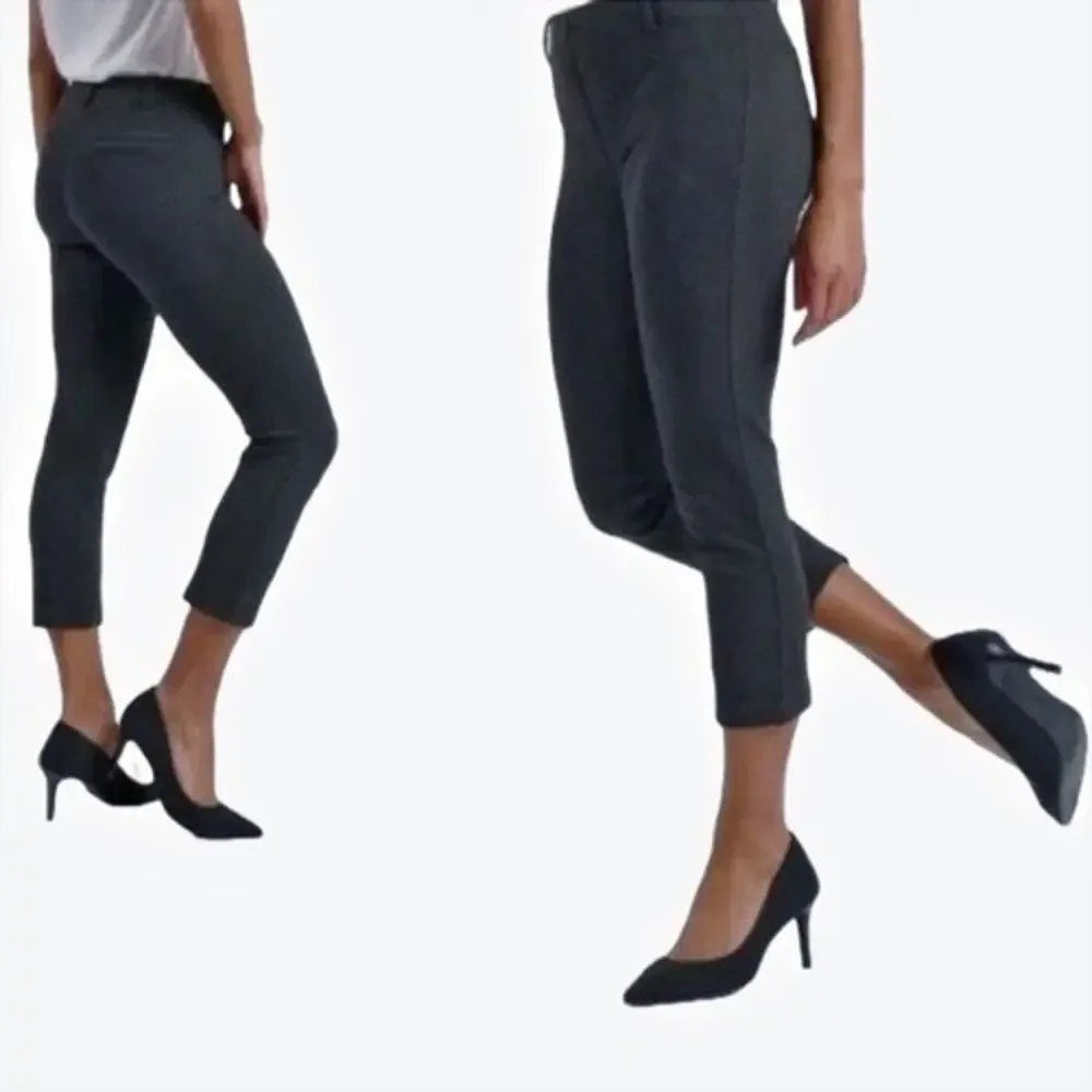 Betabrand Crop Dress Yoga Pants Womens Large Charcoal Gray‎ Stretch Workwear